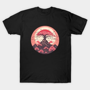 Mountain sun tree red T-Shirt